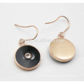 Luxury black enamel round rose gold plated earring with crystal